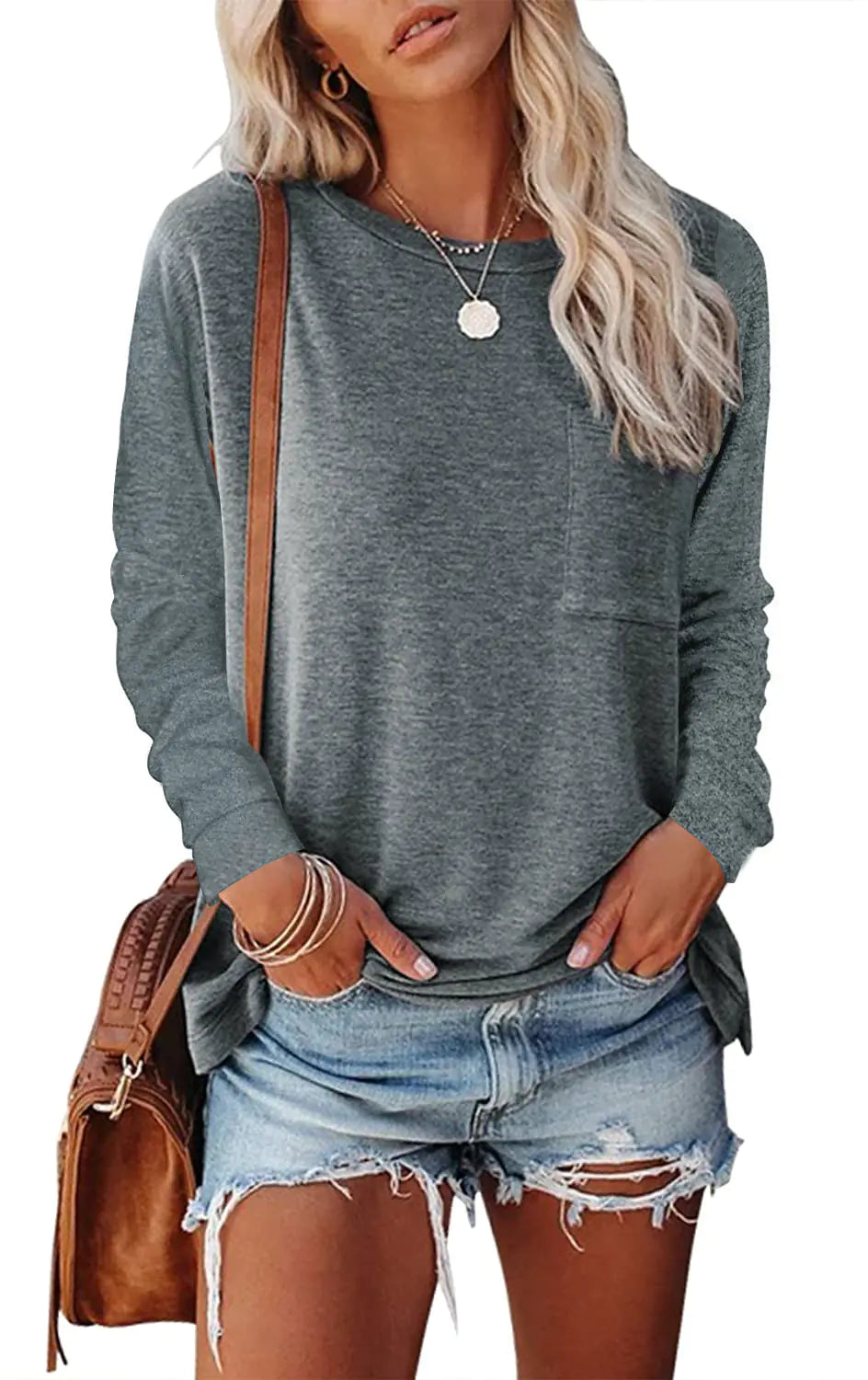 Split Pocket Casual Long-sleeve Tee
